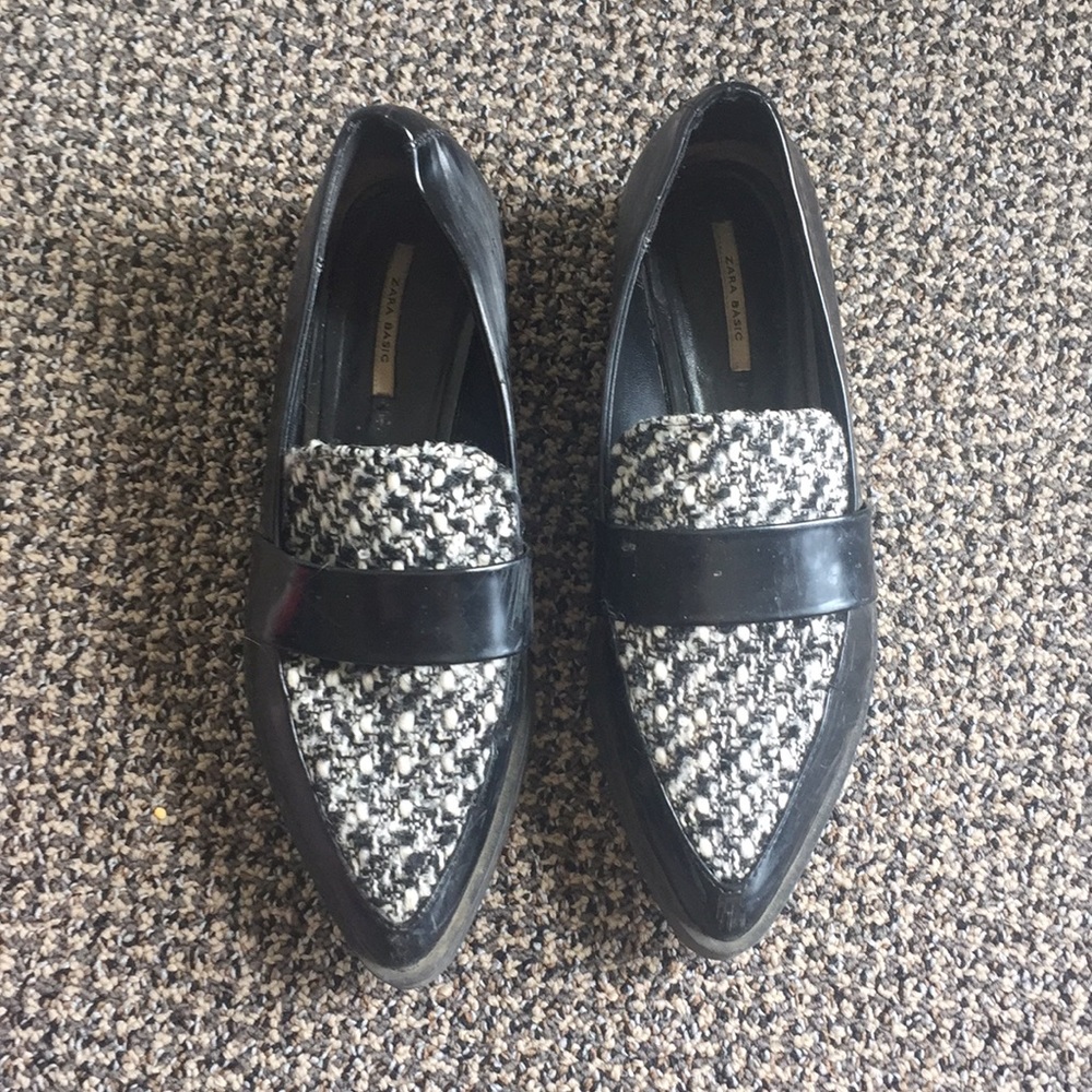 Zara Basic Loafer Black Stripe Size 36EU 6US
